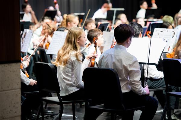 Students performing at the 2023-2024 All County Orchestra Concert